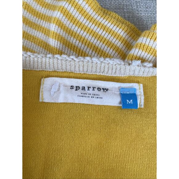 Anthropologie Sparrow M Yellow Striped Sweater Crochet Button Cardigan Y2K - Picture 11 of 14